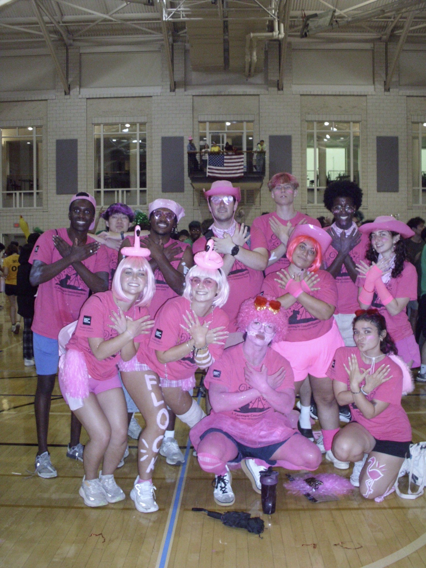 Orientation group photo in Wiegand Gymnasium