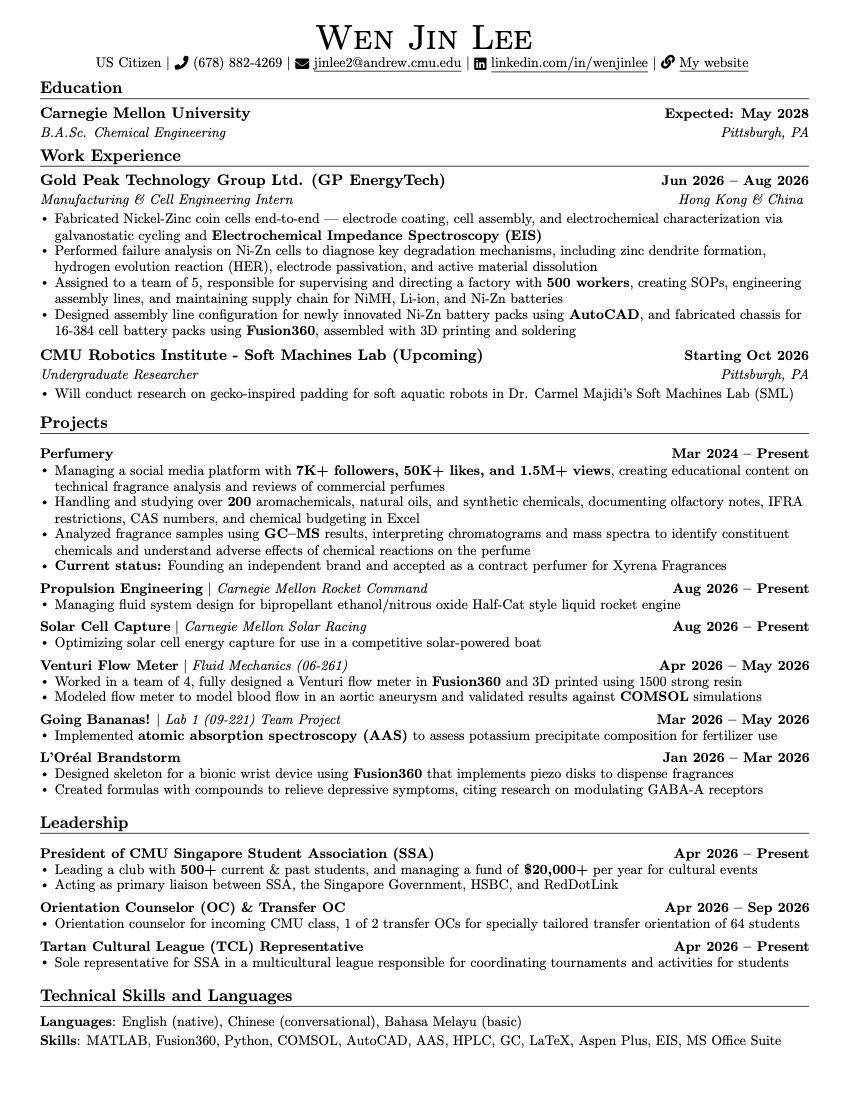 Preview of Jin Lee's resume